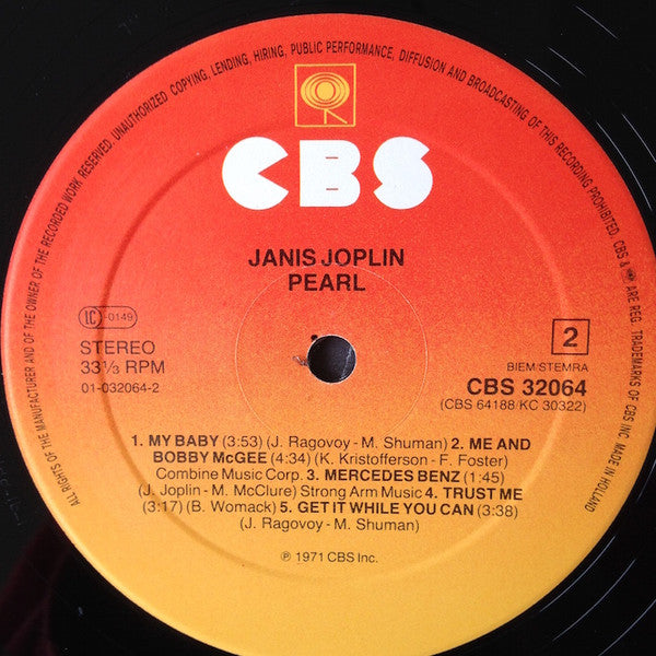 Janis Joplin : Pearl (LP, Album, RE)