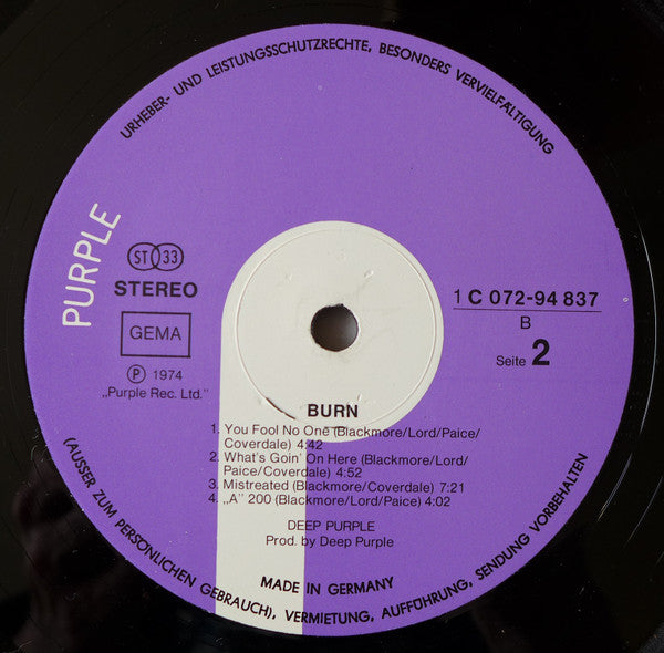 Deep Purple : Burn (LP, Album, RE)