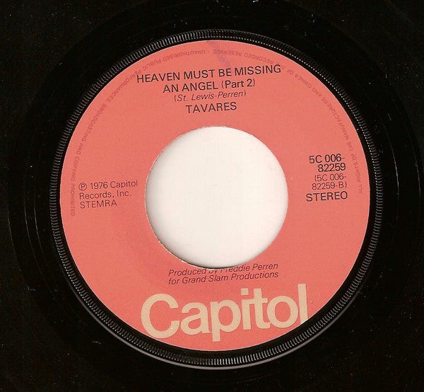 Tavares : Heaven Must Be Missing An Angel (Part 1) (7", Single)