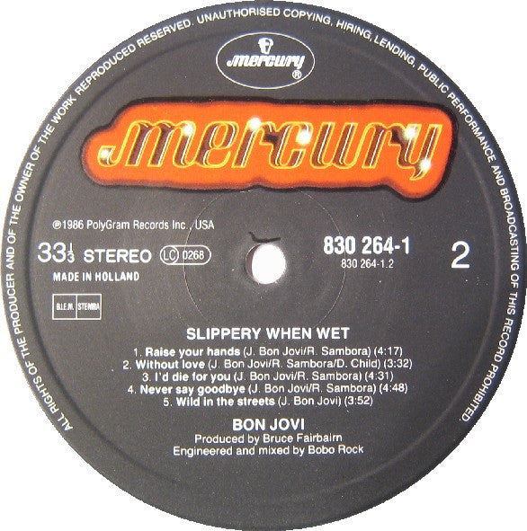 Bon Jovi : Slippery When Wet (LP, Album)
