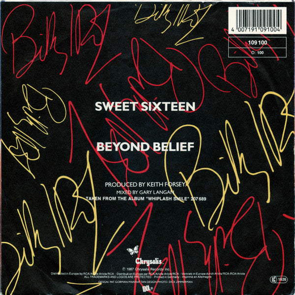 Billy Idol : Sweet Sixteen (7", Single)