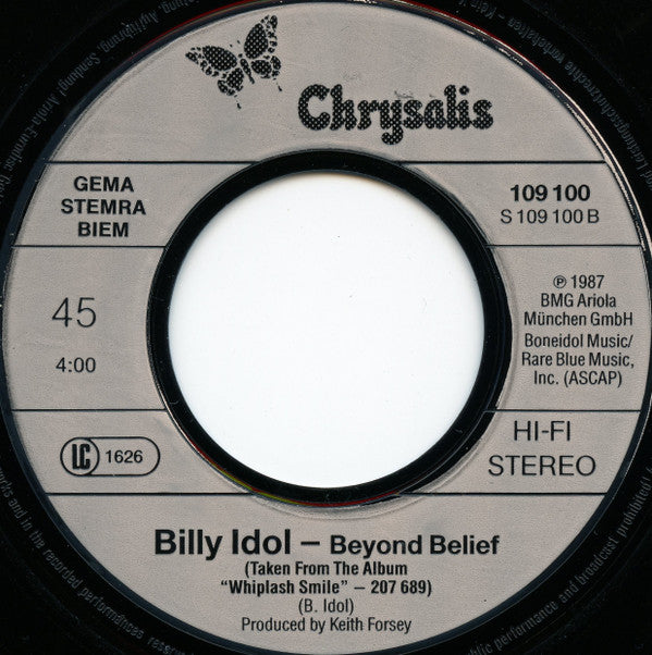 Billy Idol : Sweet Sixteen (7", Single)
