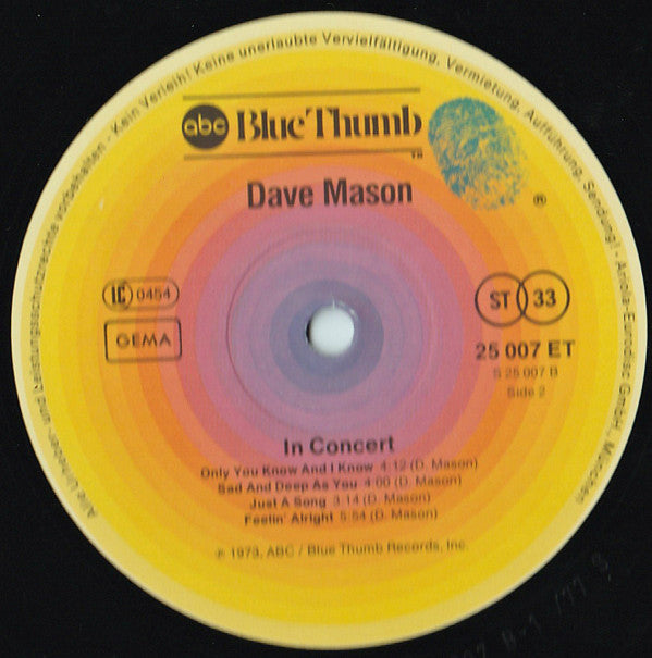Dave Mason : In Concert (LP, Album, RE)