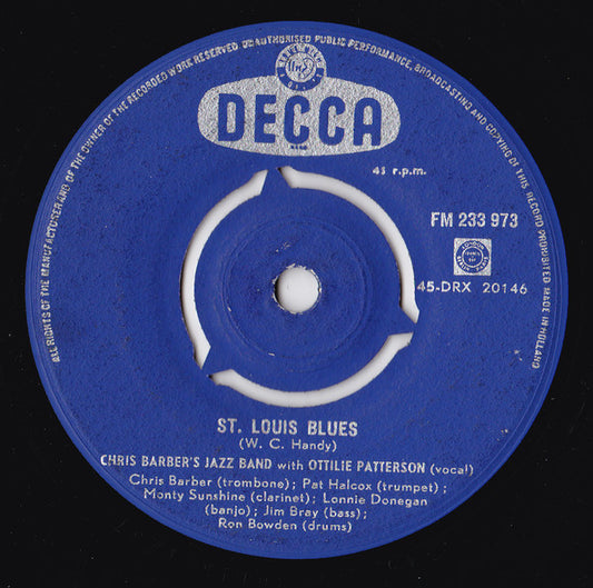 Chris Barber's Jazz Band with Ottilie Patterson / Chris Barber's Jazz Band : St. Louis Blues / The World Is Waiting For The Sunrise (7", Single)