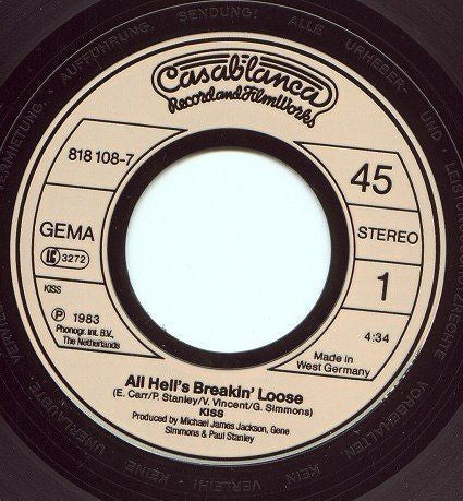 Kiss : All Hell's Breakin' Loose (7", Single)