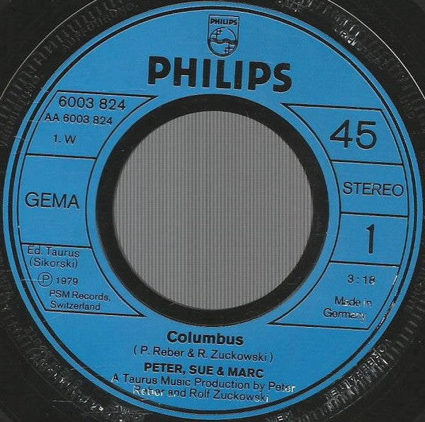 Peter, Sue & Marc : Columbus (7", Single)