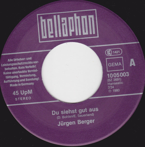 Jürgen Berger (2) : Du Siehst Gut Aus (7")