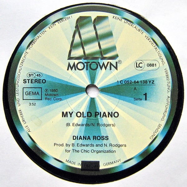 Diana Ross : My Old Piano (12", Maxi)