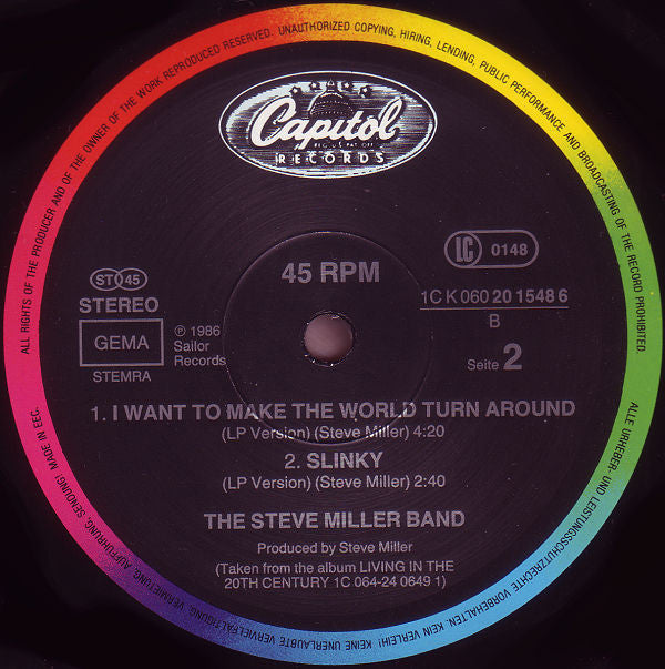 Steve Miller Band : I Want To Make The World Turn Around / Slinky (12", Maxi)