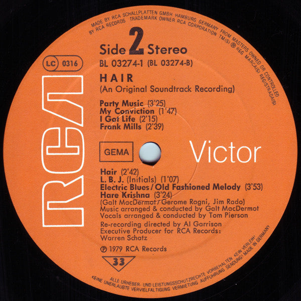 Galt MacDermot : Hair (Original Soundtrack Recording) (2xLP, Album)