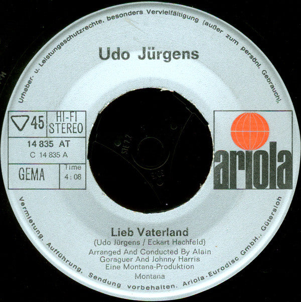 Udo Jürgens : Lieb Vaterland (7", Single)