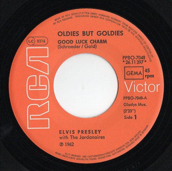 Elvis Presley : Good Luck Charm / Surrender (7", Single)