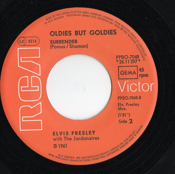 Elvis Presley : Good Luck Charm / Surrender (7", Single)