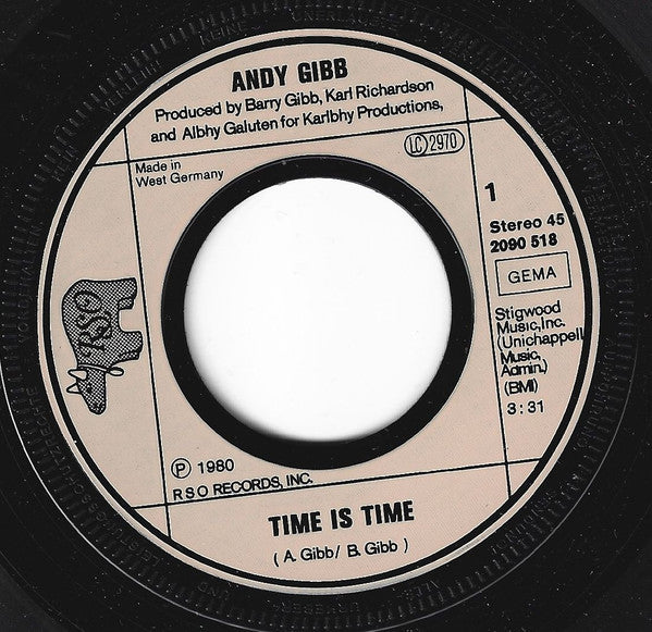Andy Gibb : Time Is Time / I Go For You (7", Single)