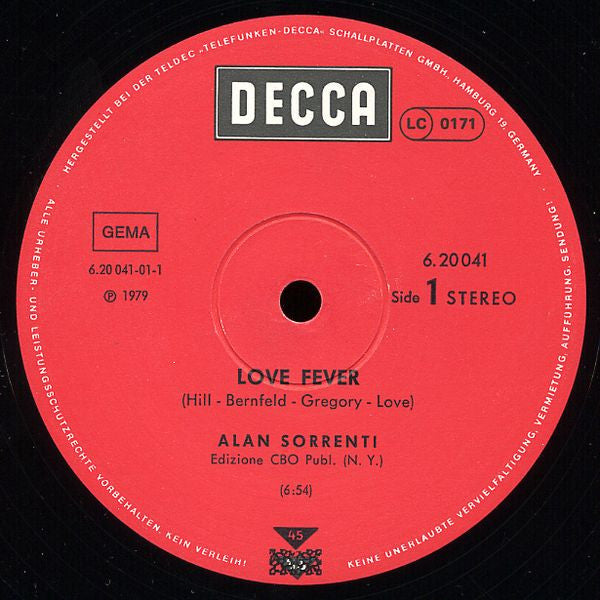 Alan Sorrenti : Love Fever (12")
