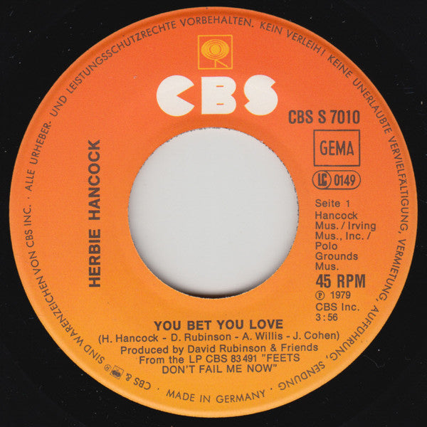 Herbie Hancock : You Bet Your Love (7", Single)