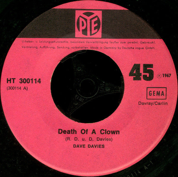 Dave Davies : Death Of A Clown (7", Single)