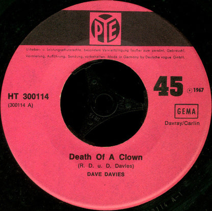 Dave Davies : Death Of A Clown (7", Single)