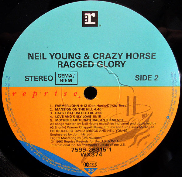 Neil Young + Crazy Horse : Ragged Glory (LP, Album)