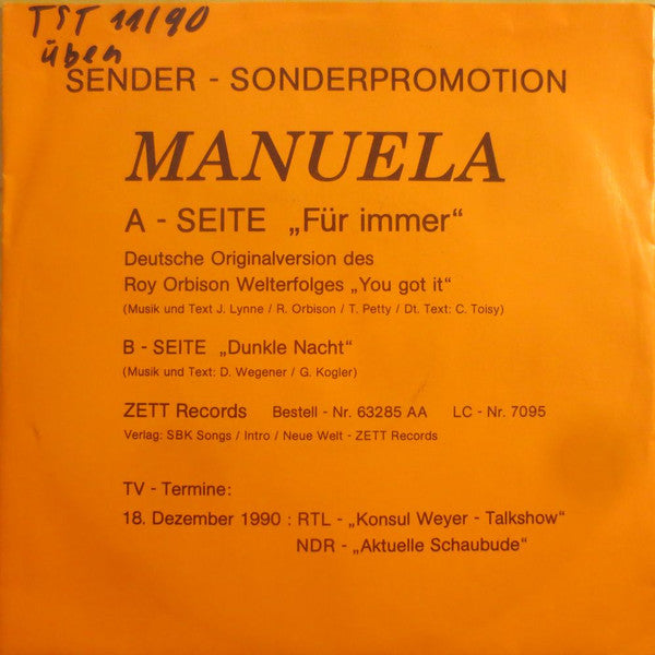 Manuela (5) : Für Immer (You Got It) (7", Single, Promo)