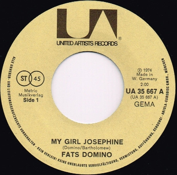 Fats Domino : My Girl Josephine (7", Single)