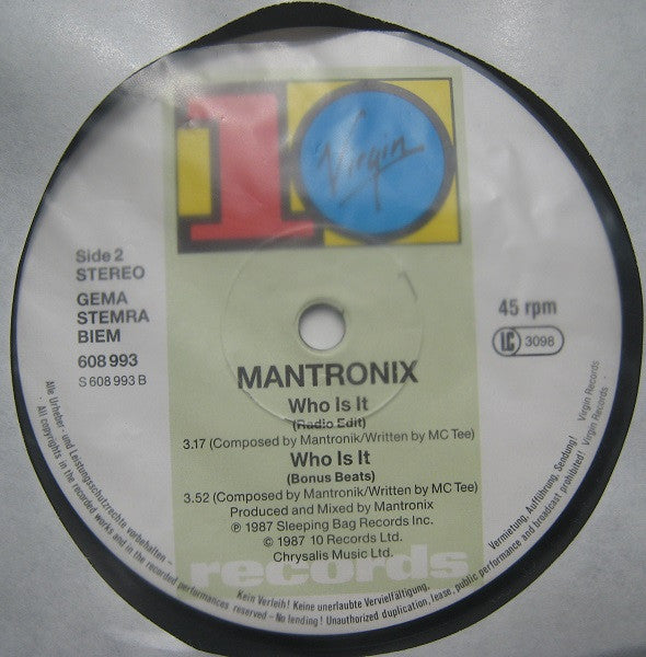 Mantronix : Who Is It? (12", M/Print)