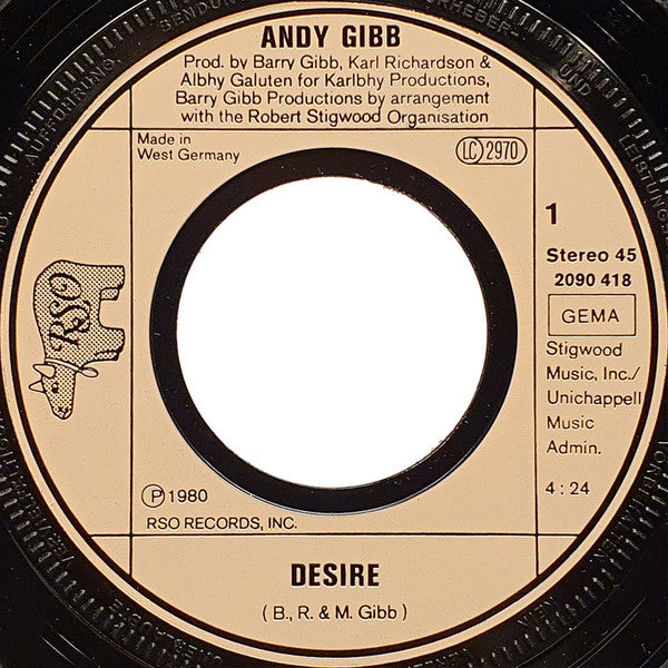 Andy Gibb : Desire (7", Single)