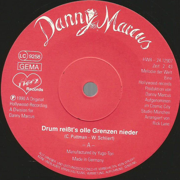 Danny Marcus : Drum Reißt's Olle Grenzen Nieder (7", Single)