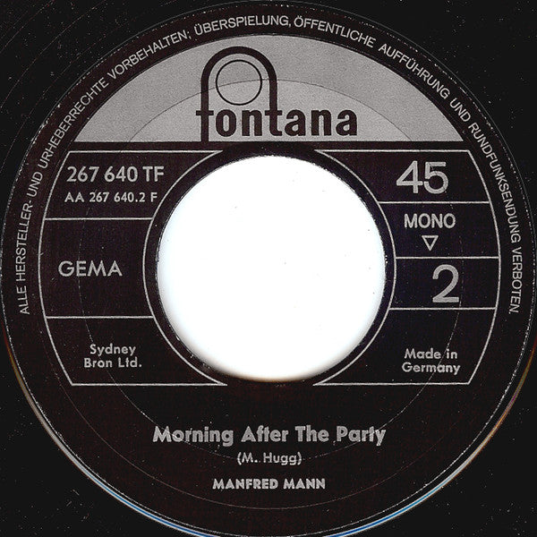 Manfred Mann : Semi-Detached, Suburban Mr. James / Morning After The Party (7", Single, Mono)