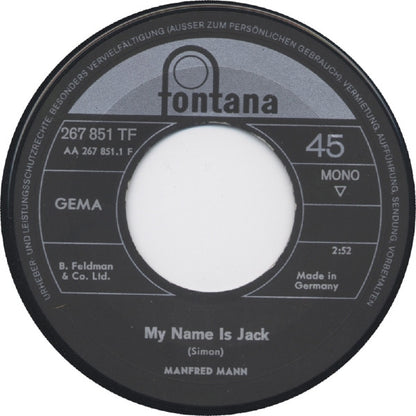 Manfred Mann : My Name Is Jack / There Is A Man (7", Single, Mono)