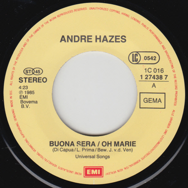 André Hazes : Buona Sera / Oh Marie (7", Single)