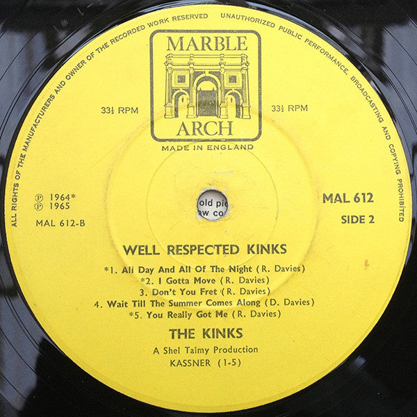The Kinks : Well Respected Kinks (LP, Comp, Mono, Fli)