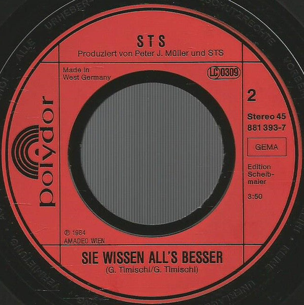 STS (3) : Überdosis G' Fühl (7", Single)