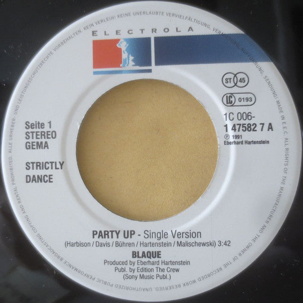Blaque : Party Up (7", Single)