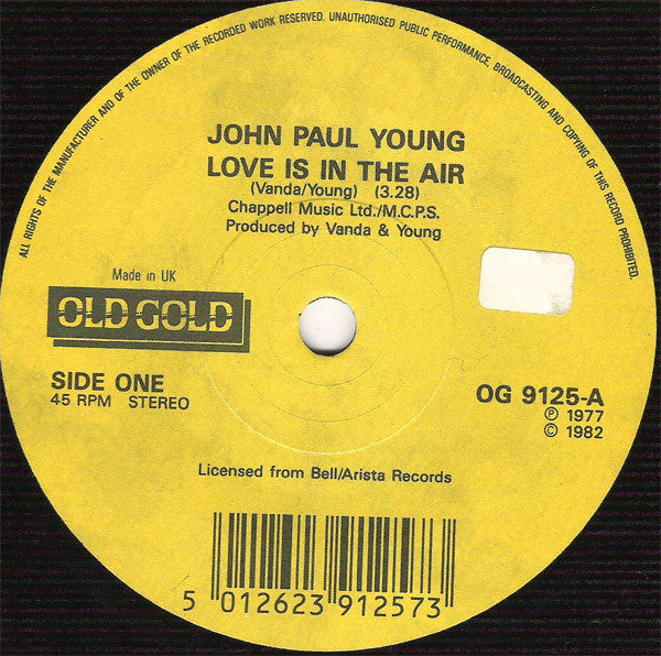 John Paul Young : Love Is In The Air (7", Single)