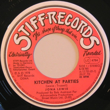 Jona Lewie : You'll Always Find Me In The Kitchen At Parties (7", Single)