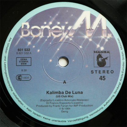 Boney M. : Kalimba De Luna (Special Extended U.S. Club Mix) (12", Maxi, Blu)