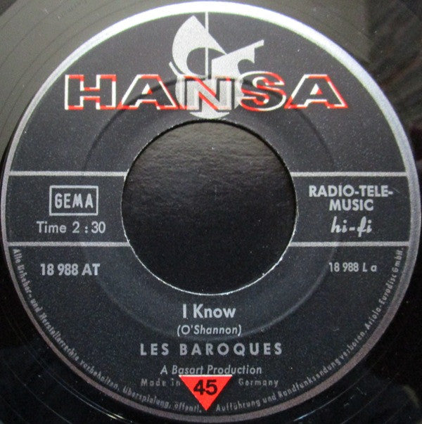 Les Baroques : I Know / She's Mine (7", Single)