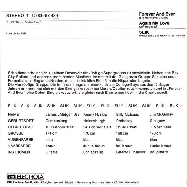 Slik : Forever And Ever (7", Single)