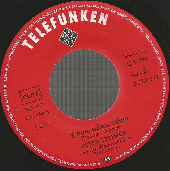 Peter Steiner : Ja, Hast Du Denn Koa Bett Dahoam (7", Single)