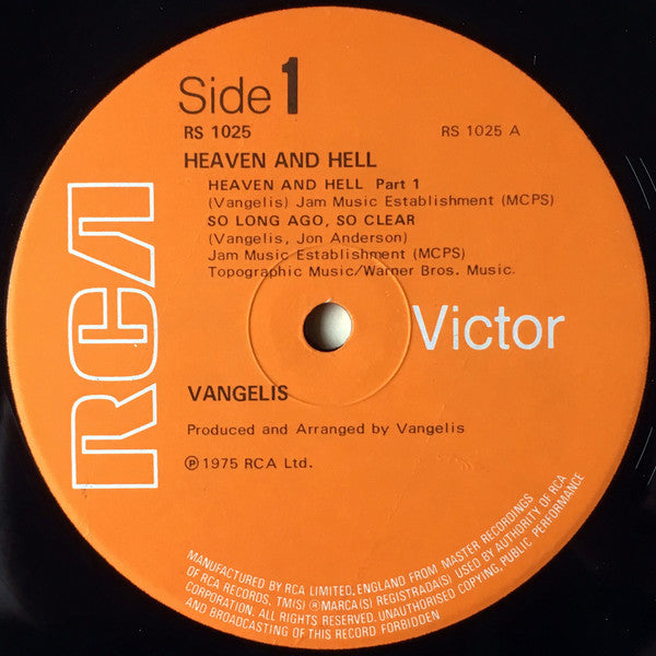 Vangelis : Heaven And Hell (LP, Album, Gat)