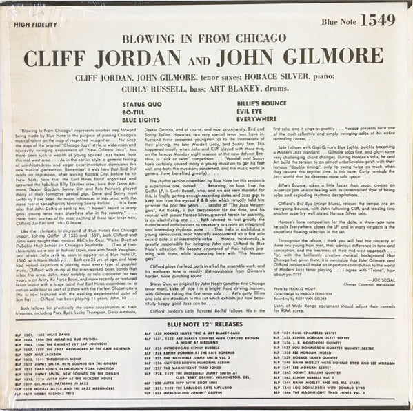 Cliff Jordan* / John Gilmore : Blowing In From Chicago (LP, Mono, RE)