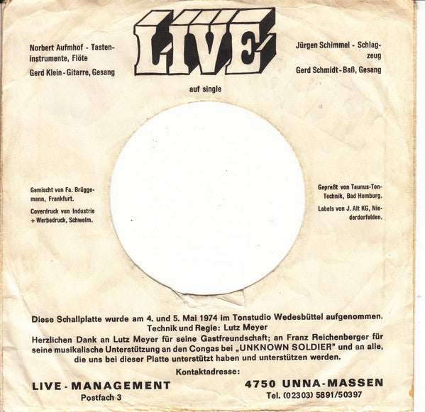Live (4) : Land Of The Blind  (7", Single)