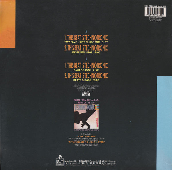 Technotronic Feat. MC Eric : This Beat Is Technotronic (12", Maxi, Son)