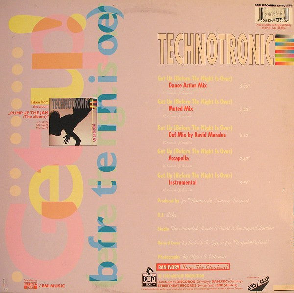 Technotronic : Get Up! (Before The Night Is Over) (12", Maxi)