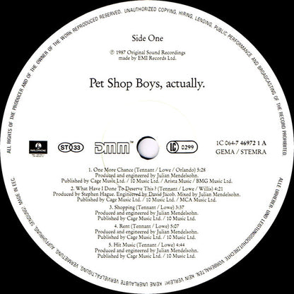 Pet Shop Boys : Actually (LP, Album)