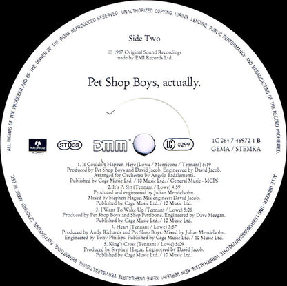 Pet Shop Boys : Actually (LP, Album)