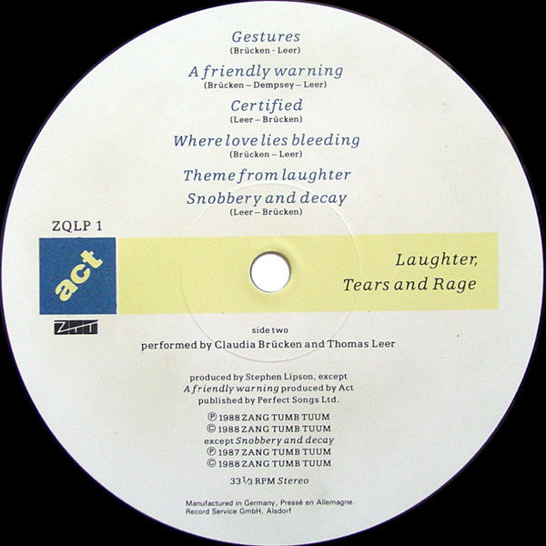 Act : Laughter, Tears And Rage (LP, Album)