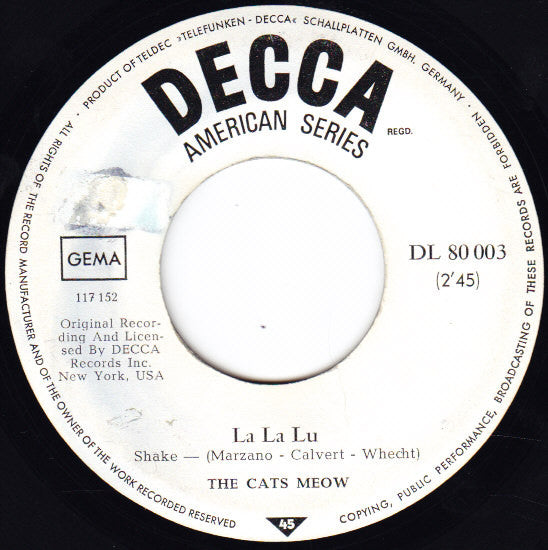 The Cats Meow : La La Lu (7", Single)