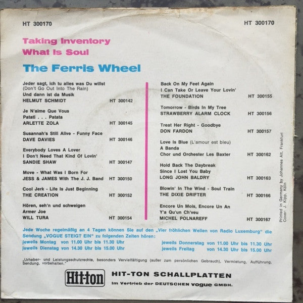 The Ferris Wheel : Taking Inventory / What is Soul (7")